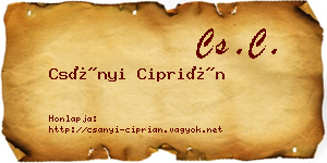 Csányi Ciprián névjegykártya